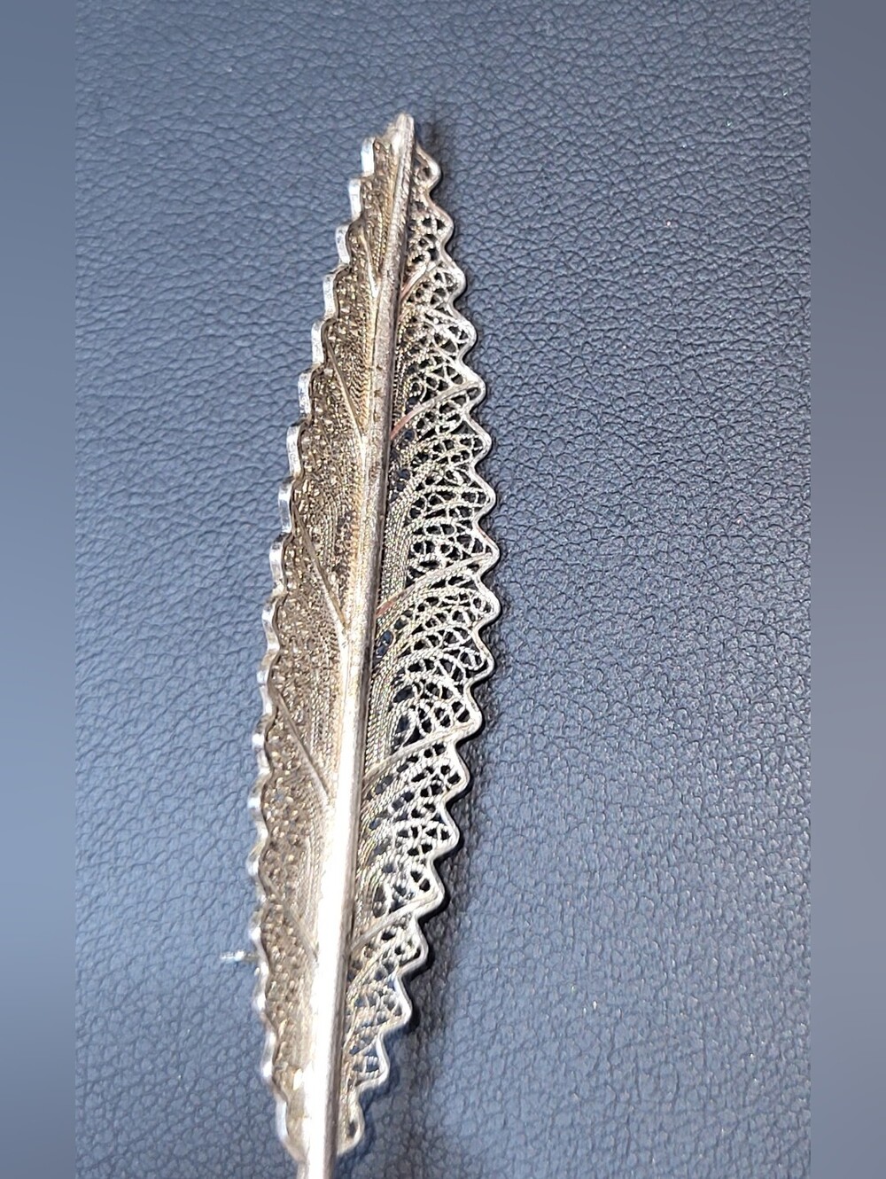 Vintage Estate Sterling Silver Feather Brooch- Elegant Women Accessories